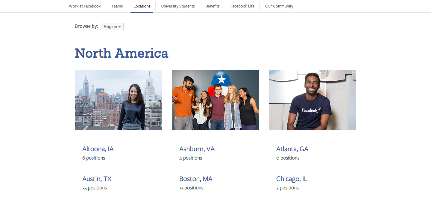 Facebook career page design