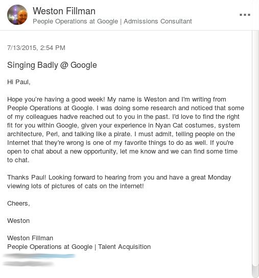 google recruiter email